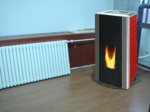 W18 hydro pellet stove with hot water radiator red